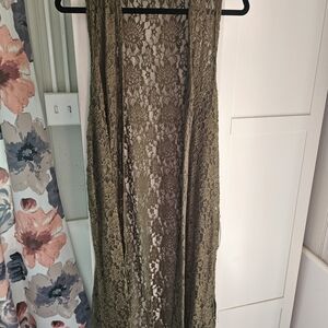 LuLaRoe Joy Olive Lace Duster, M